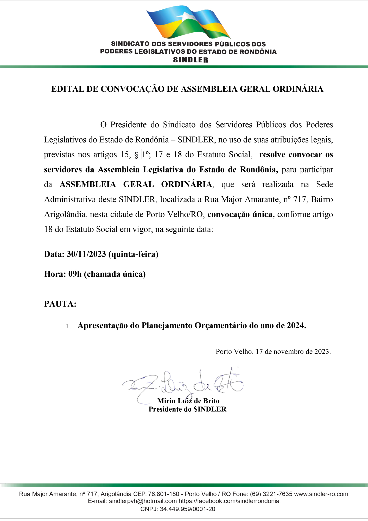 EDITAL DE CONVOCAÇÃO AGO DIA 30.11